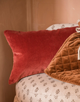 Indian Cotton Velvet Cushion | Rust