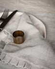 Pinstripe Frill Napkin - Charcoal