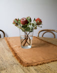Linen Tassel Table Runner Camel