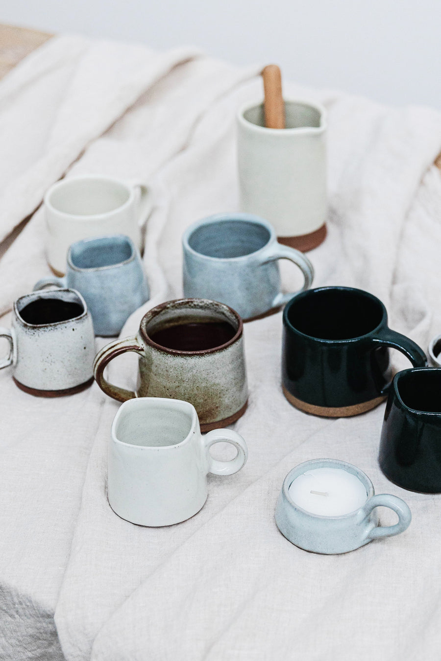 Stoneware Cocktail Jug with muddler - Milk White