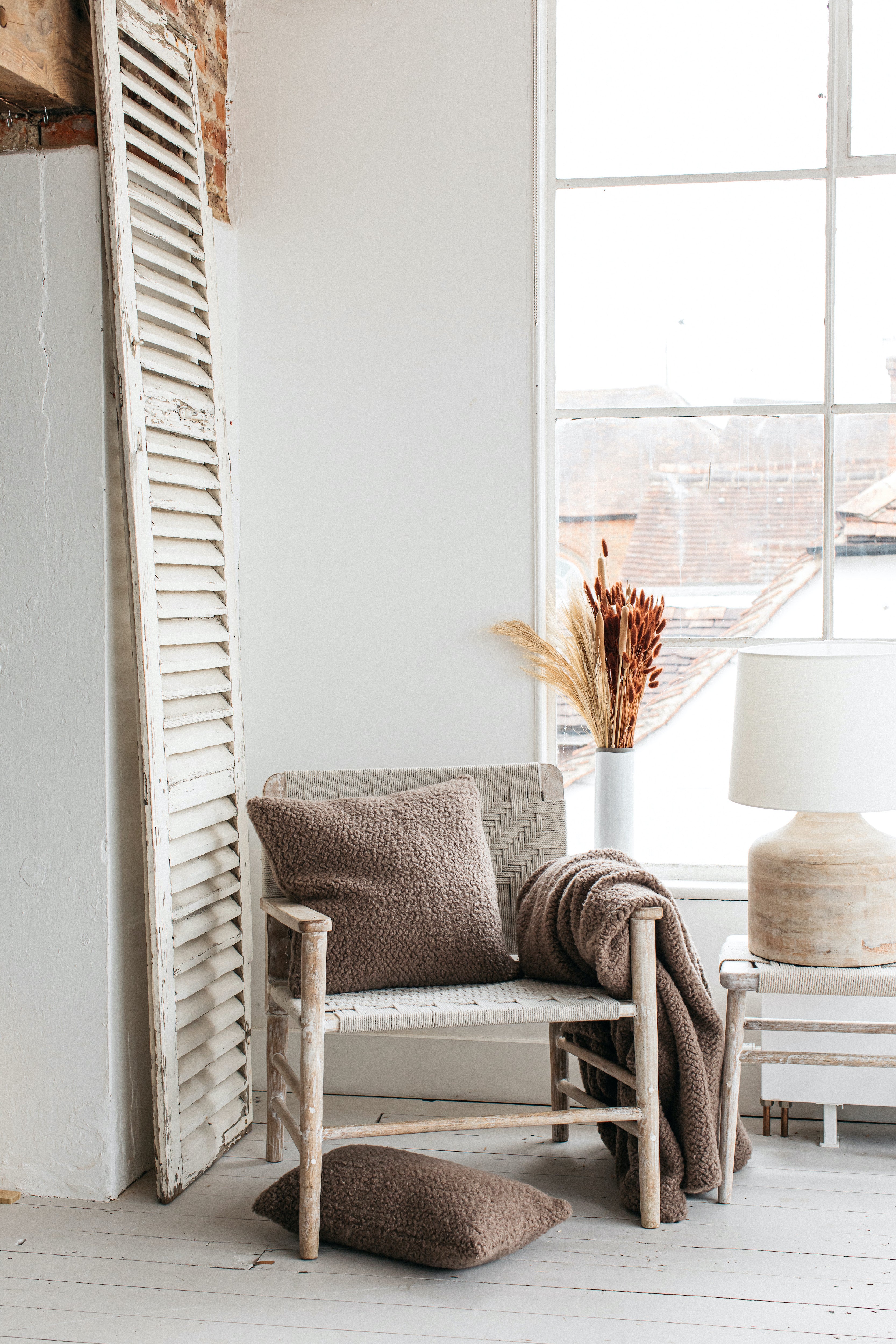 Luft Teddy Fleece Square Cushion Cappuccino