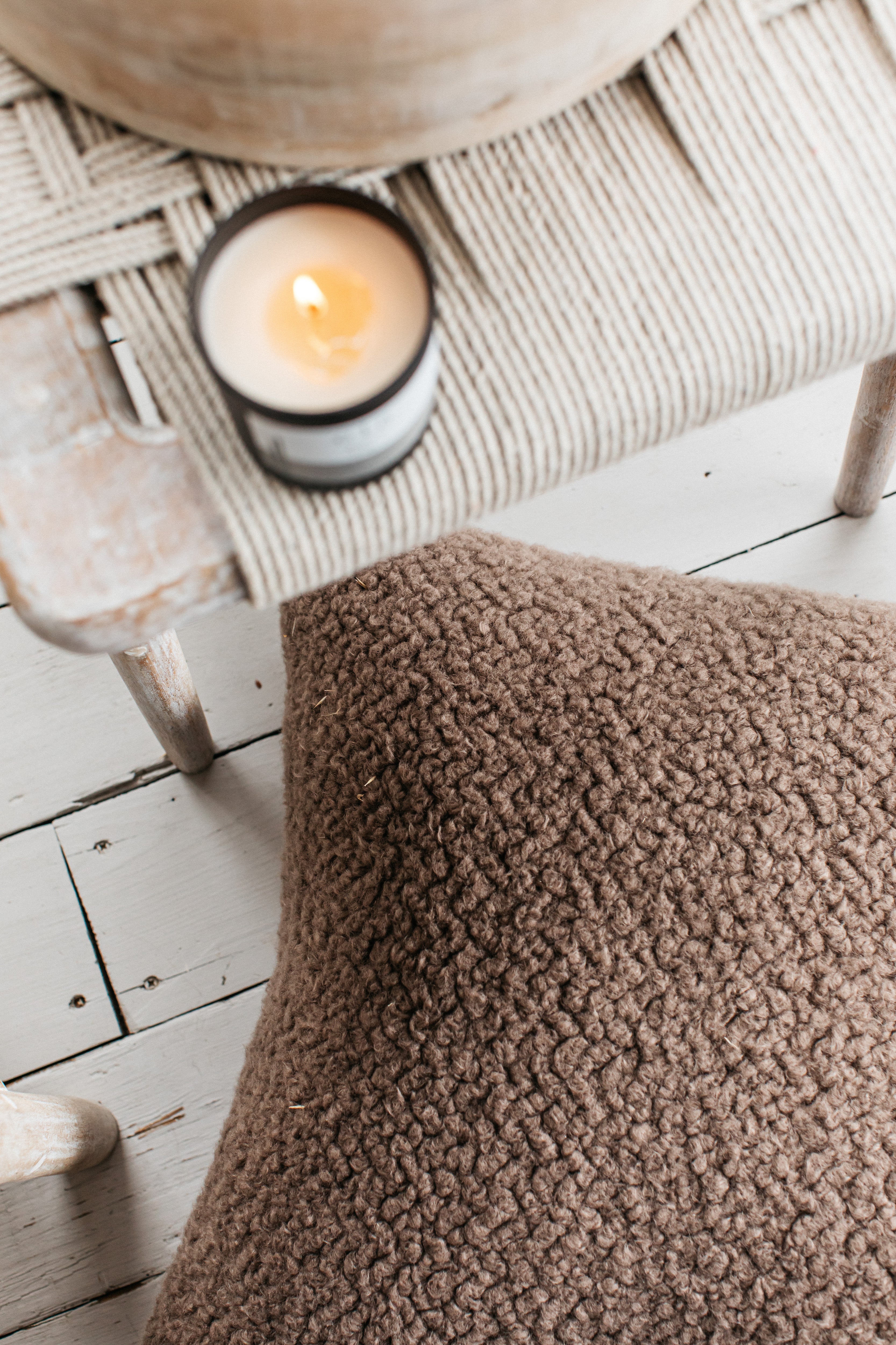 Luft Teddy Fleece Square Cushion Cappuccino