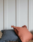 Oli Ruffle Cushion Midnight Grid