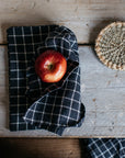 Midnight Grid Linen Set of 4 Napkins