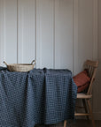 Midnight Grid Linen Tablecloth