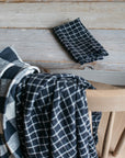 Midnight Grid Linen Set of 4 Napkins