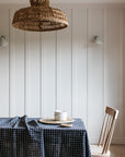 Midnight Grid Linen Tablecloth