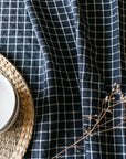 Midnight Grid Linen Tablecloth