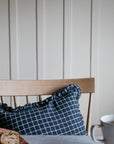Oli Ruffle Cushion Midnight Grid