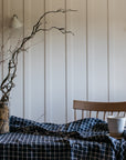 Midnight Grid Linen Tablecloth