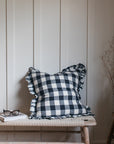 Olivia Ruffle Cushion Midnight Gingham