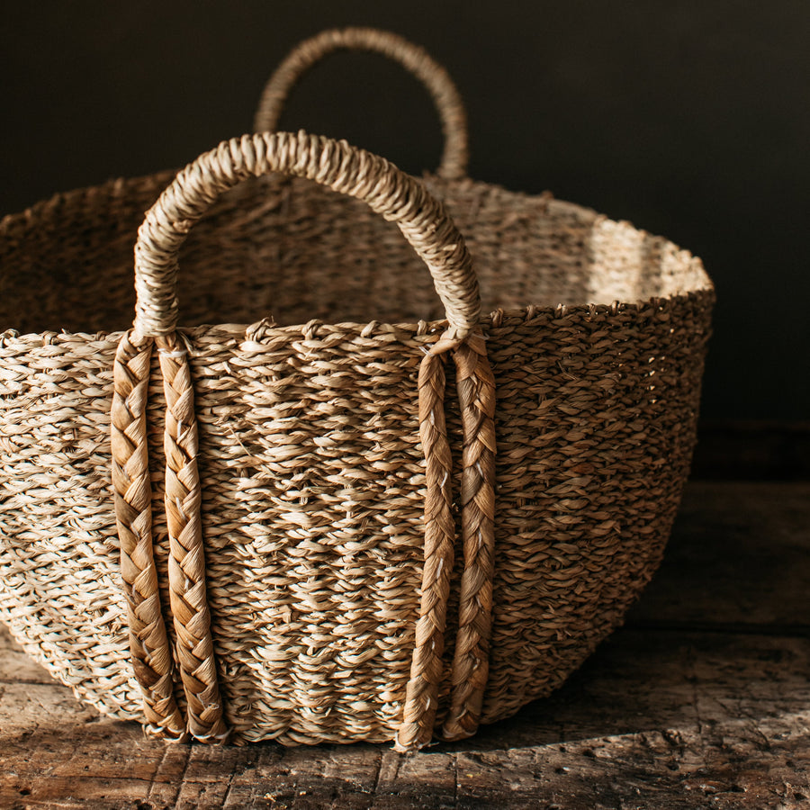 Kurv Oval Seagrass Basket with plaited handles | Large