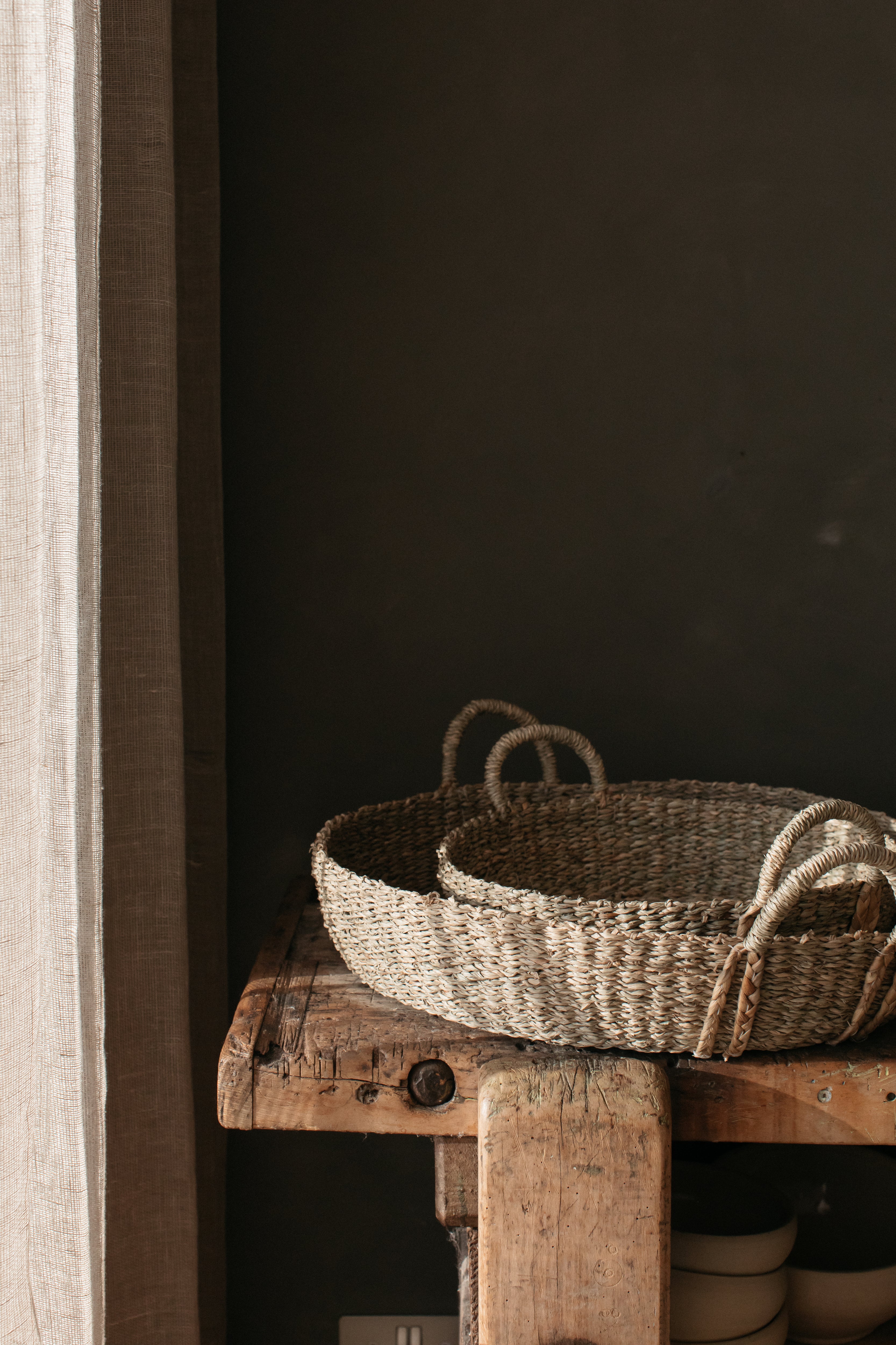 Kuten Round Seagrass Basket with plaited handles | Large