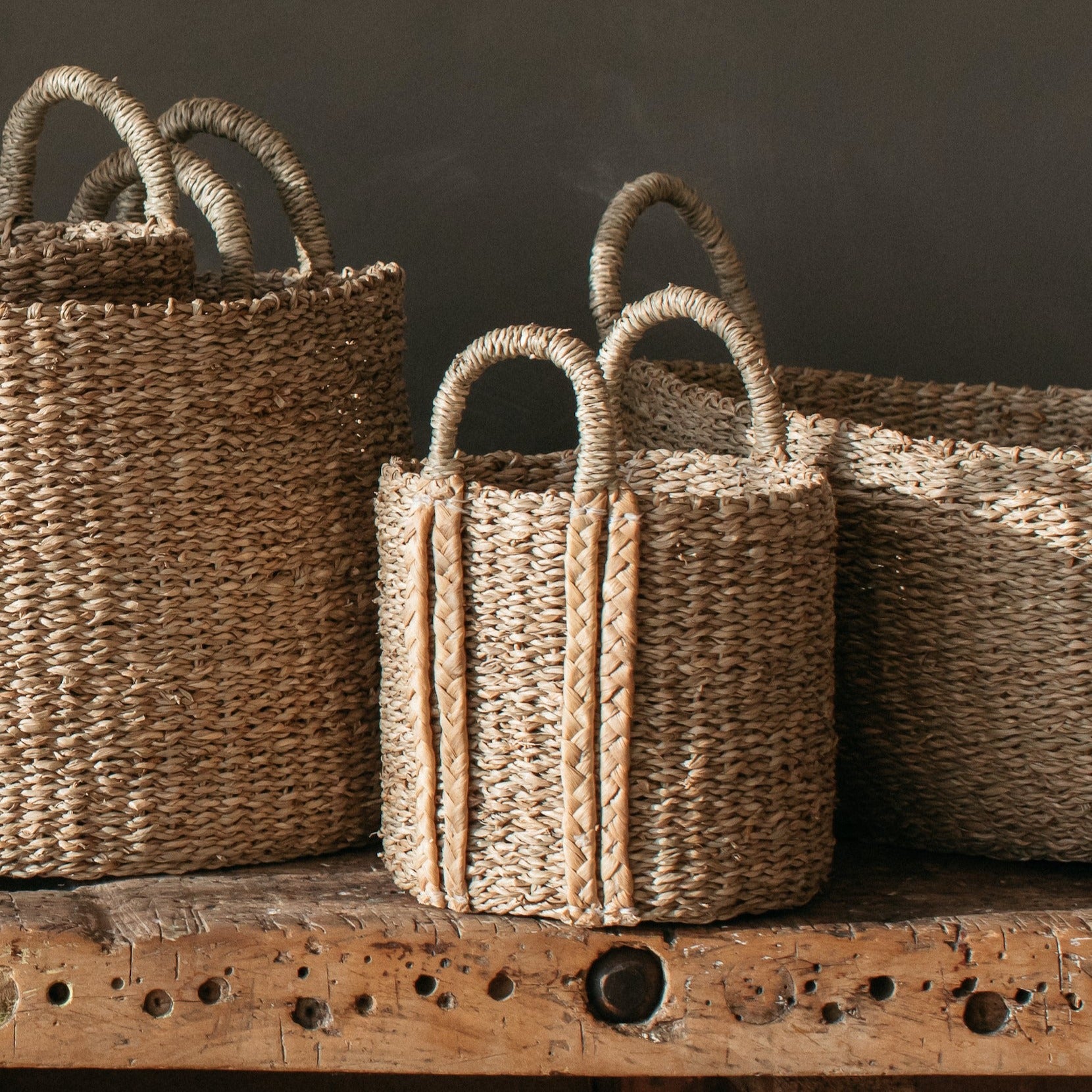 Tilaa Seagrass Storage Baskets with plaited handles | Small