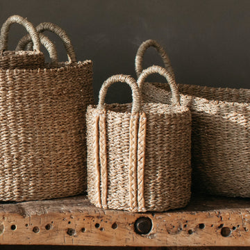 Tilaa Small Seagrass Storage Baskets with plaited handles
