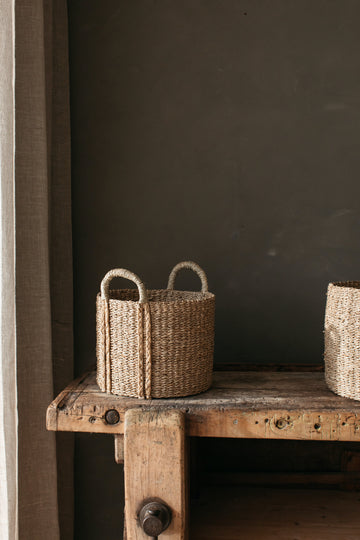 Nousta Small Seagrass Storage Basket with plaited handles