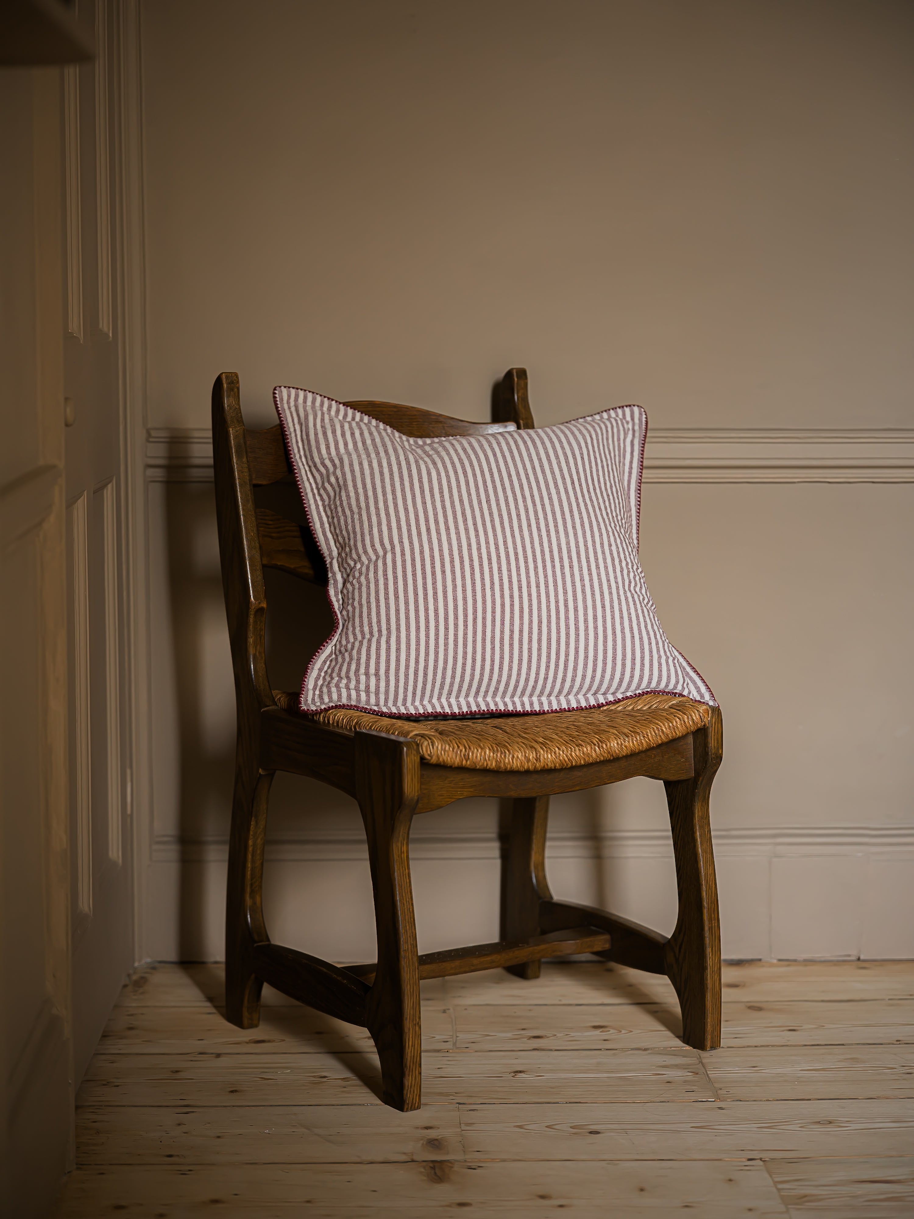 Abby Stripe Double Cloth Cushion | Berry