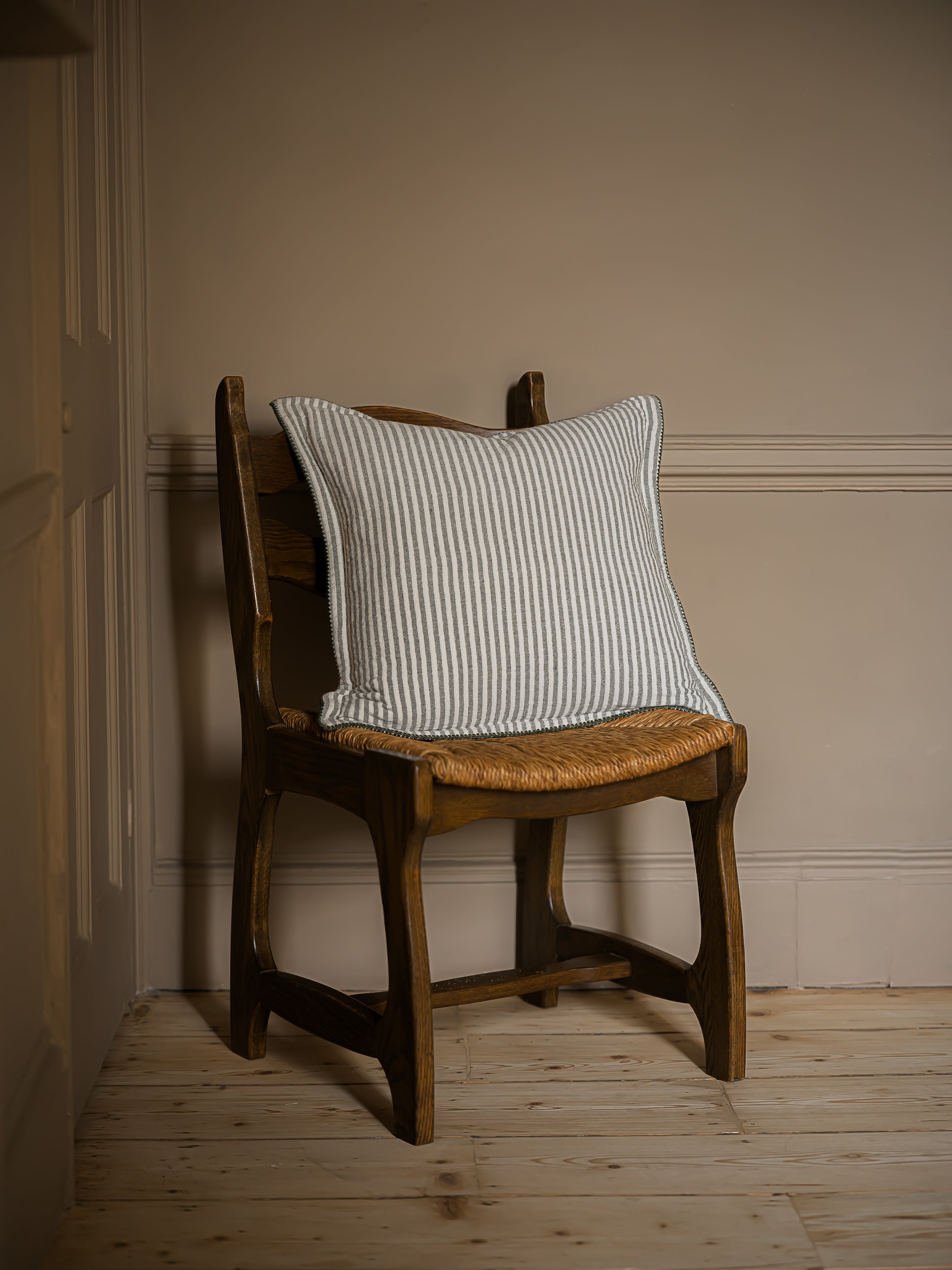 Abby Stripe Double Cloth Cushion | Green