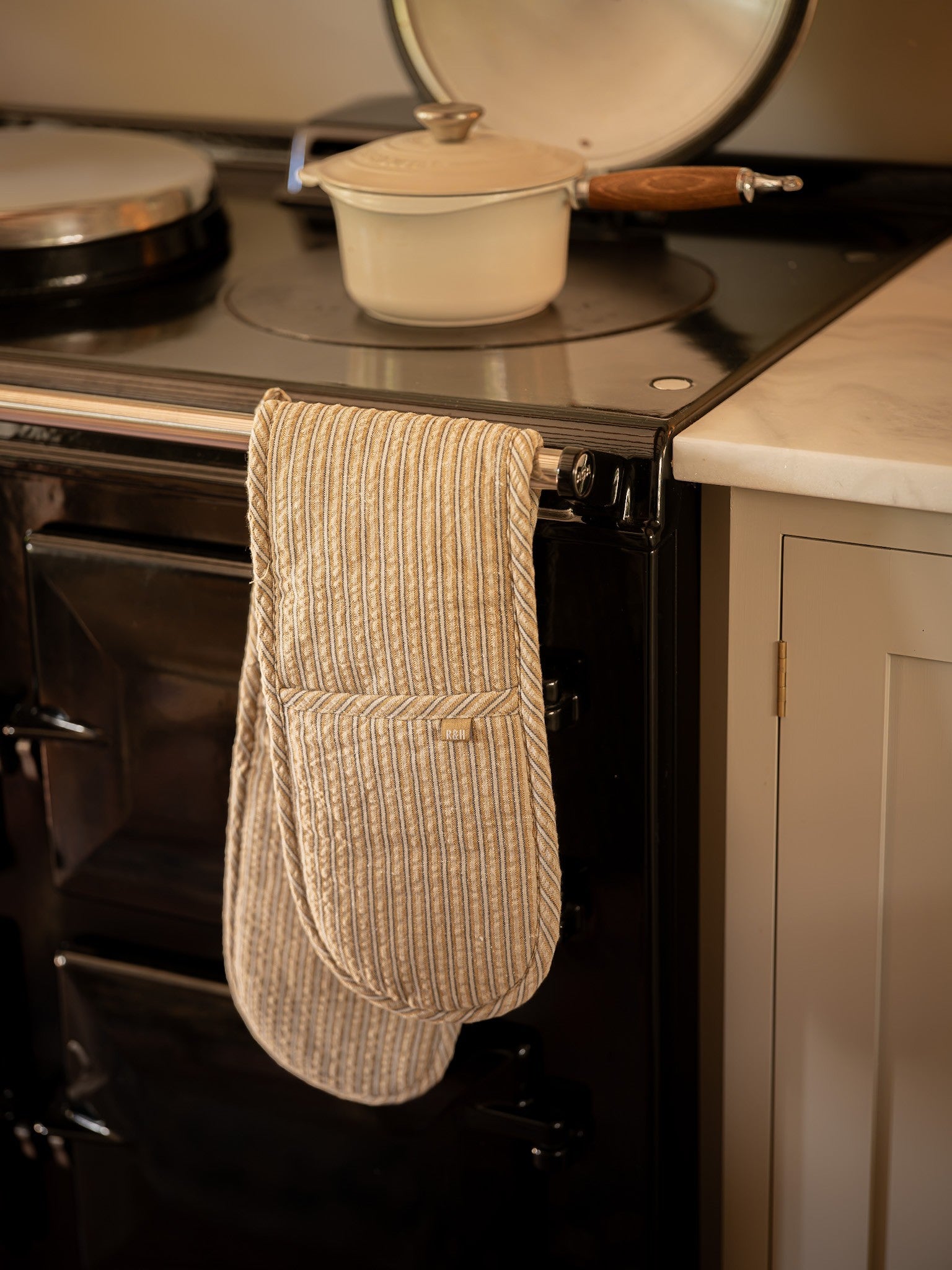 Seersucker Stripe Double Oven Glove | Mustard