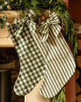 The Bow Stocking - Gingham in Pine Green