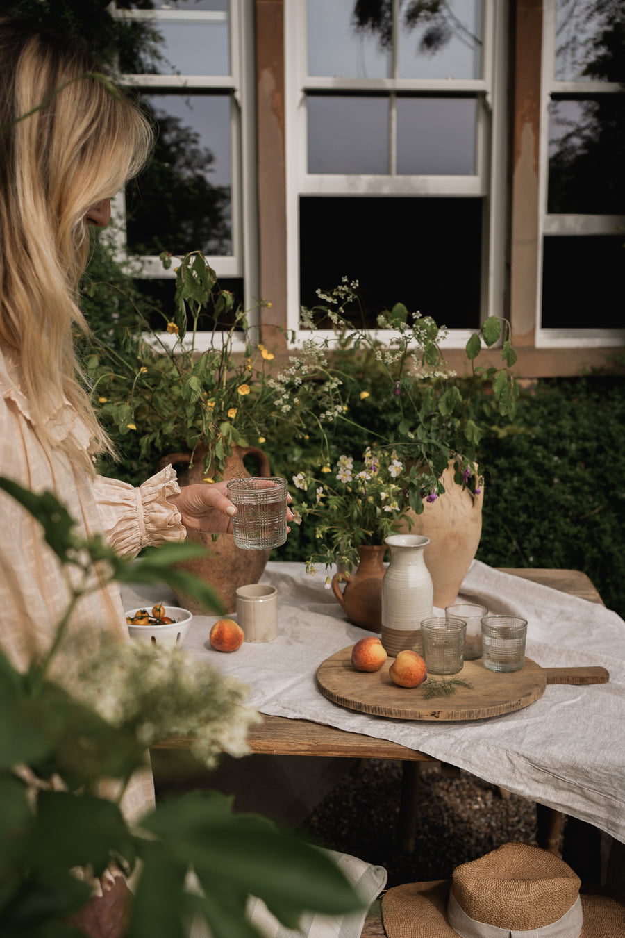 Glass or Tea Light Holder Gingham Check