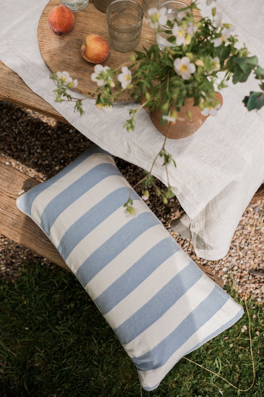 Bold Stripe Cushion Blue 60 x 30cm