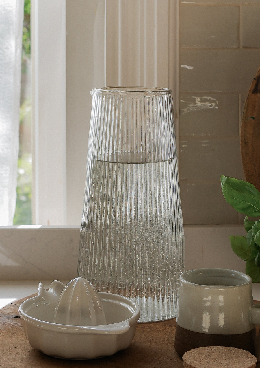 Ribbed Tapered Glass Jug