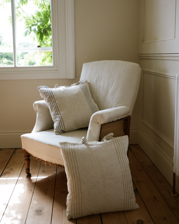 The St Ives Stripe Cushion - Antique Cream