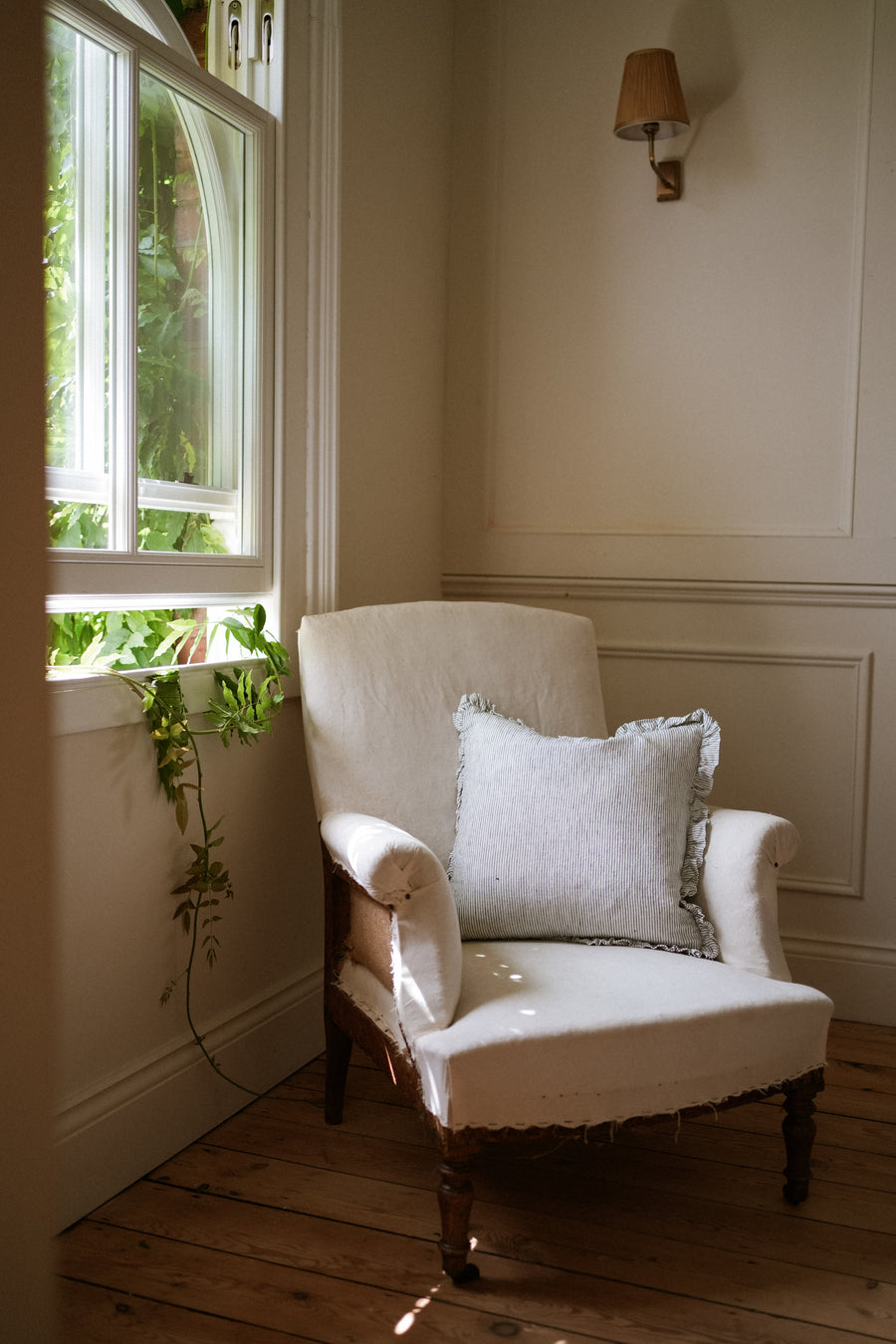 The Oxford Pinstripe Washed Linen Cushion