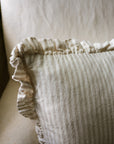 The Provence Ticking Stripe Washed Linen Cushion - Taupe