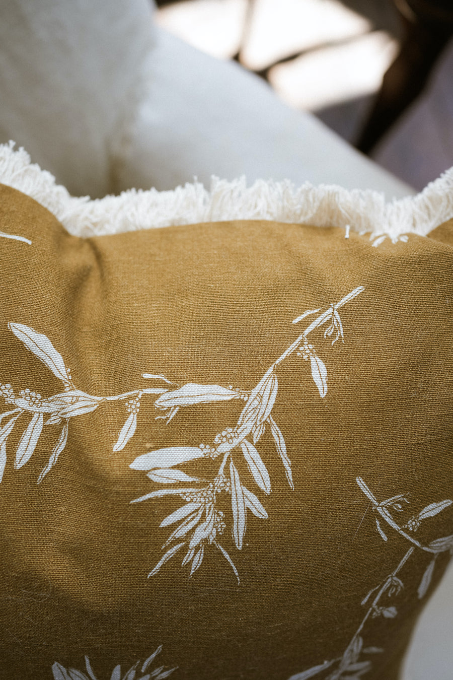 Olive Grove Print Cushion 50 x 50 cm Mustard