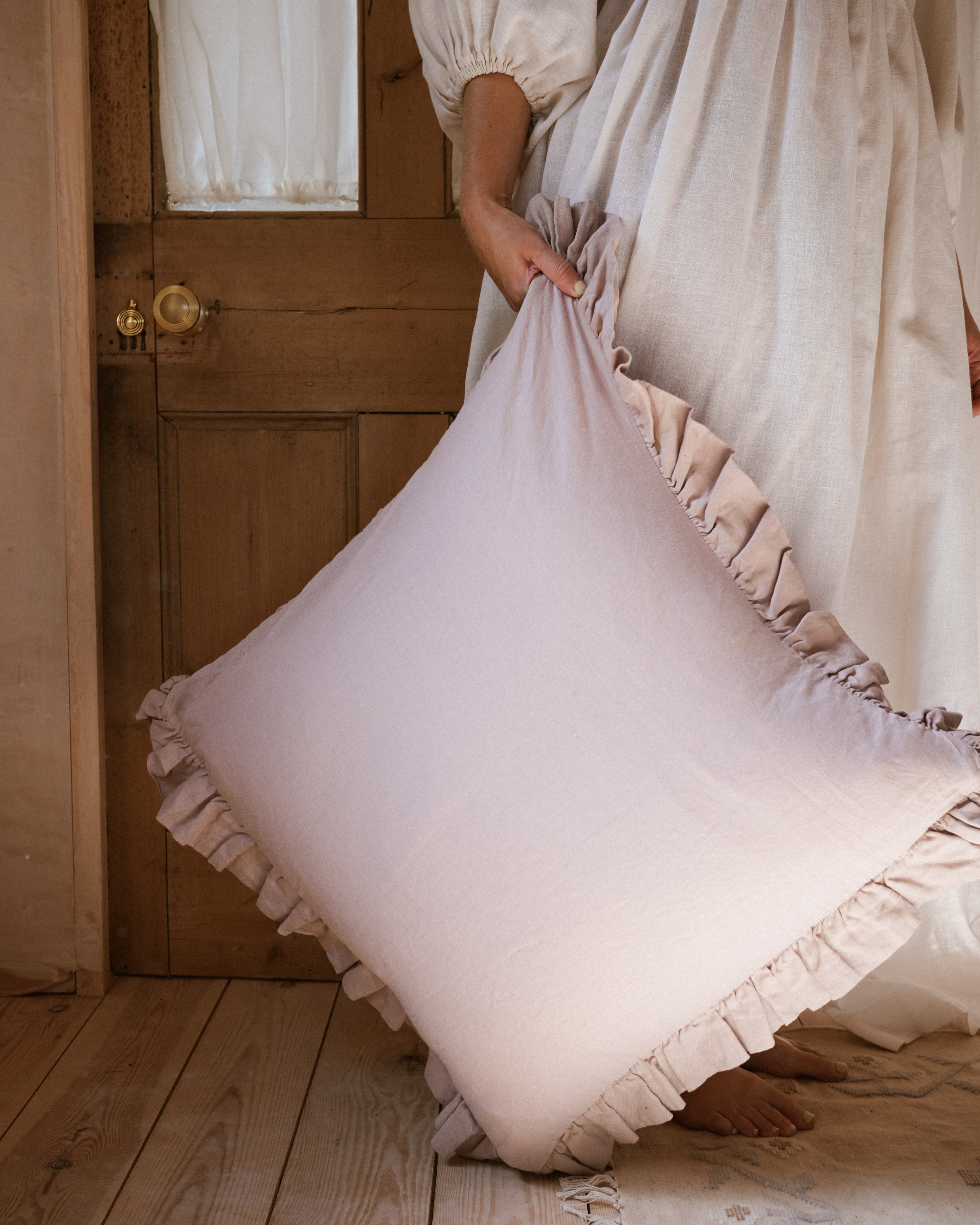 The Brighton Pavilion Chalk Pink Washed Linen Cushion