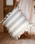 The Brighton Pavilion Bold Stripe Washed Linen Cushion - Green