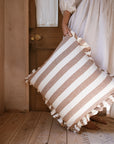 The Brighton Pavilion Bold Stripe Washed Linen Cushion - Terracotta