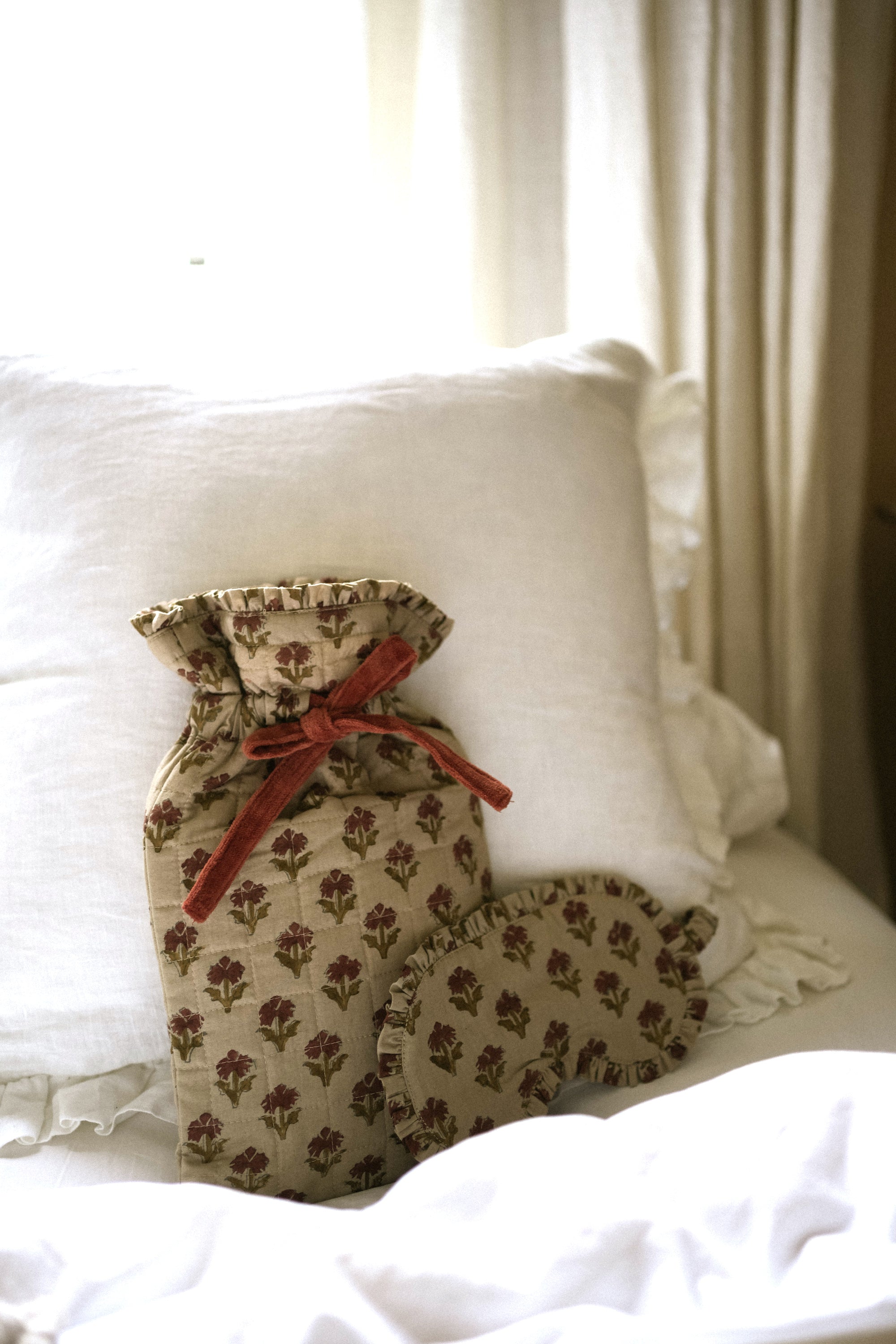 Blockprint Hot Water Bottle - Tulip