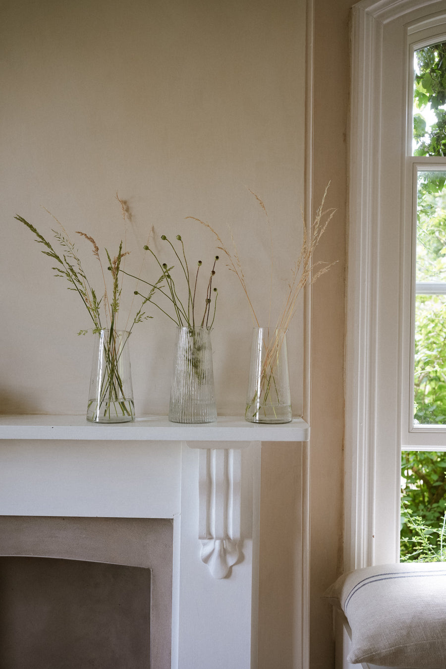 Fern Etched Tapered Glass Jug