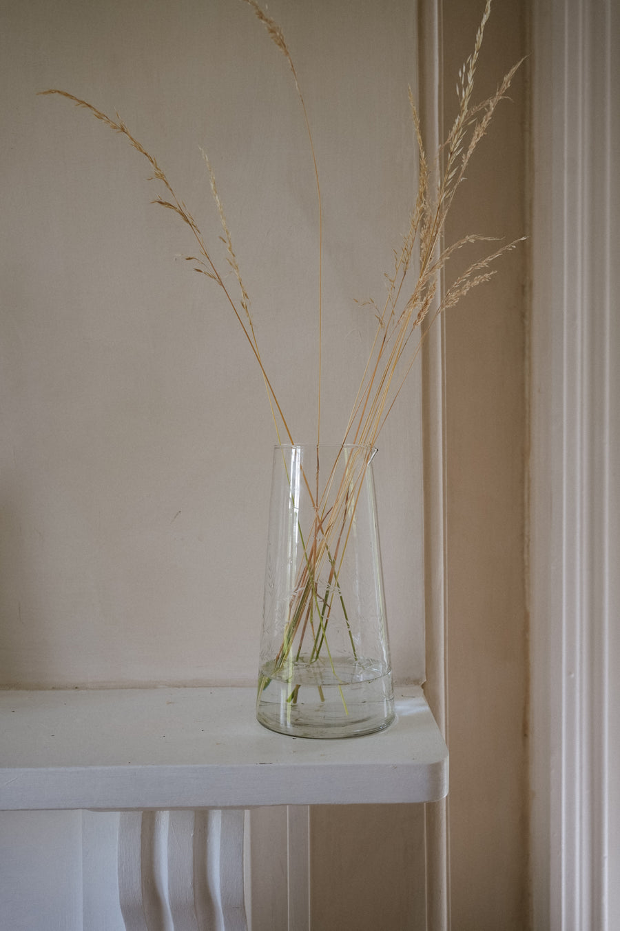 Fern Etched Tapered Glass Jug