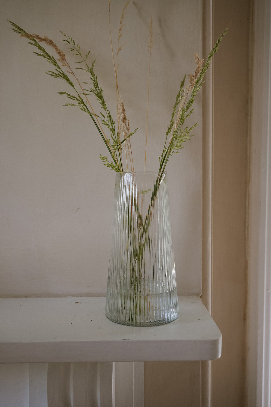 Ribbed Tapered Glass Jug