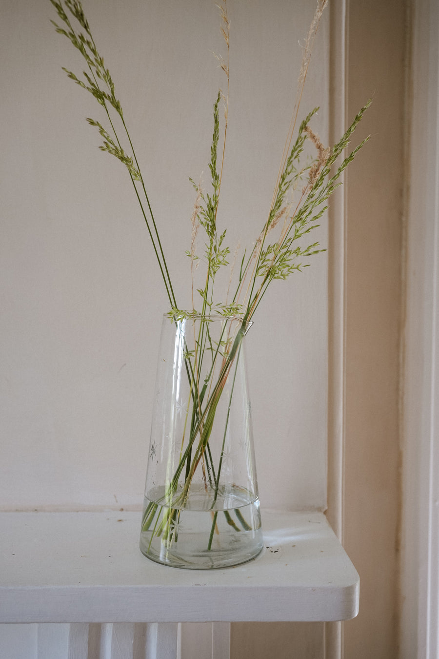 Star Etched Tapered Glass Jug