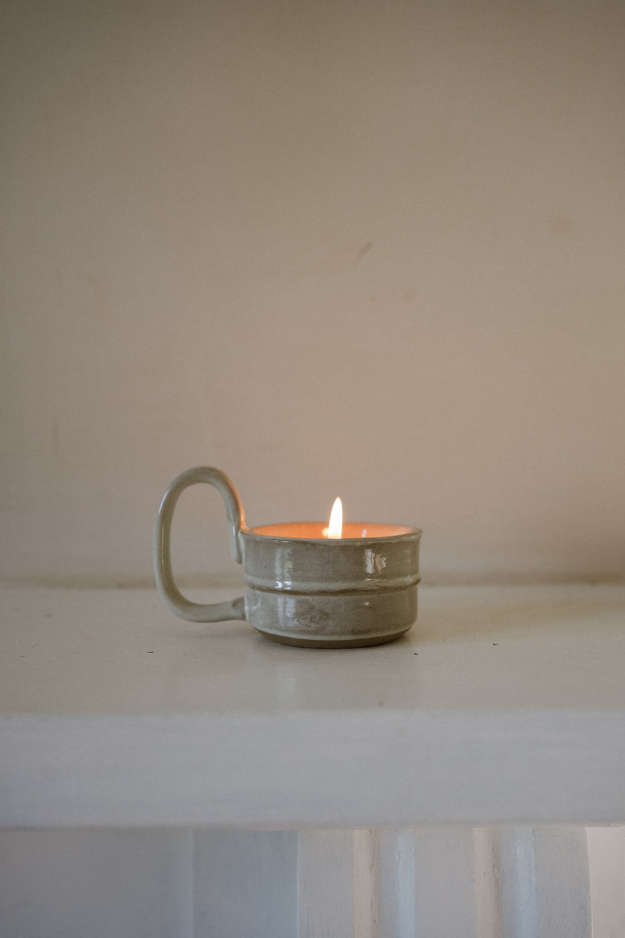 Stoneware Candle Cup - Milk White