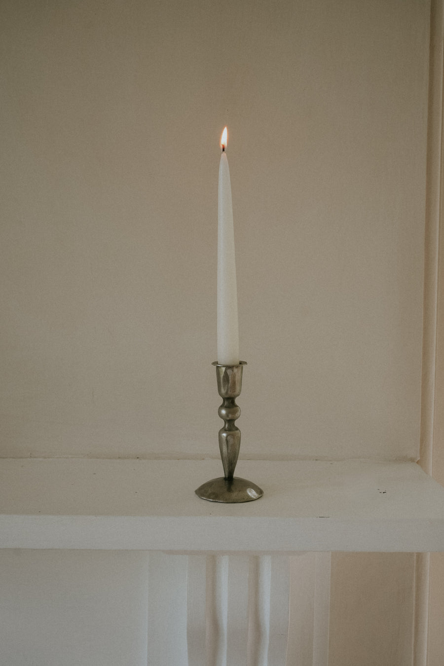 Antique Silver Hammered Candlestick - Small (in Cotton bag)