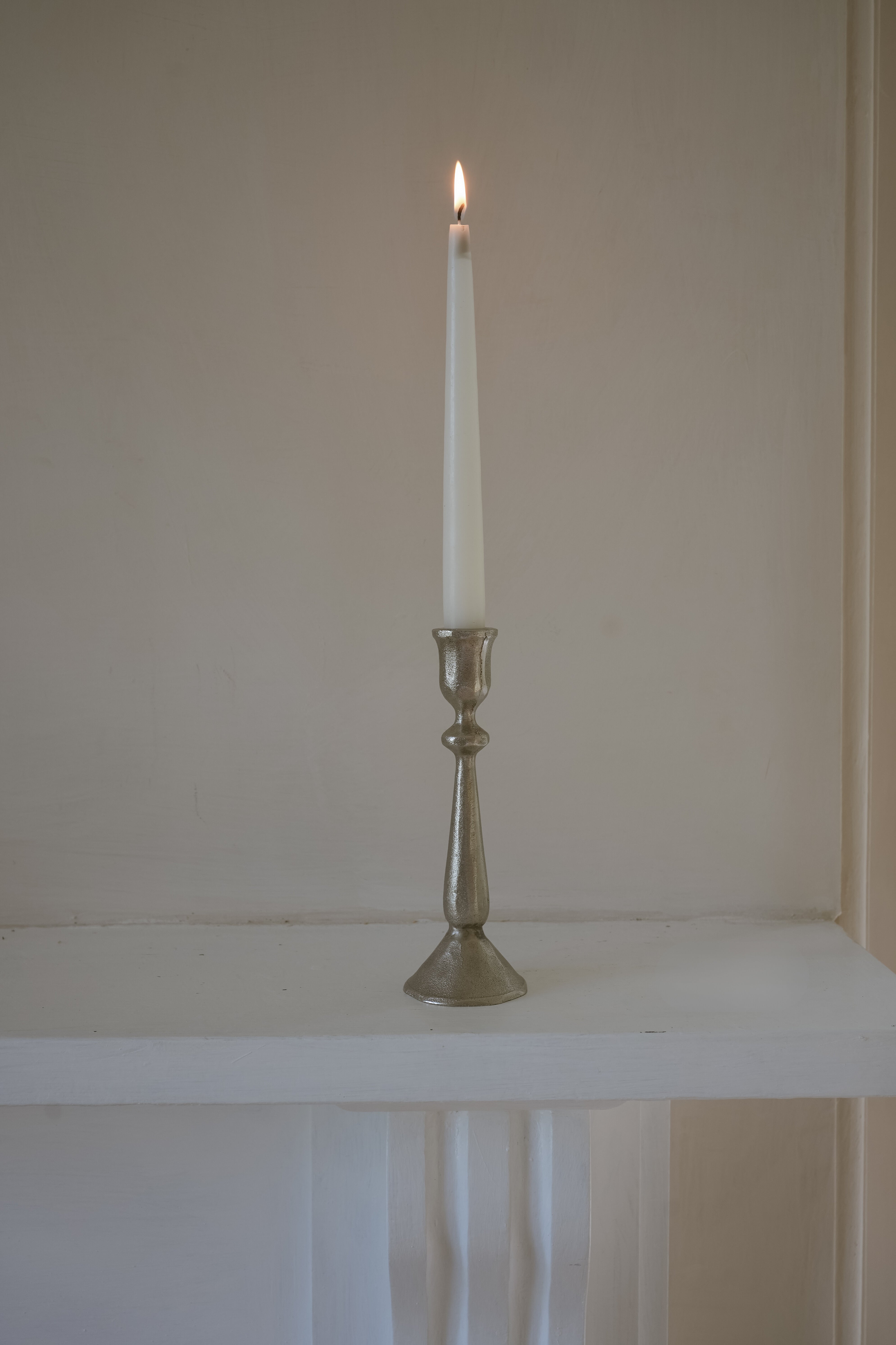 Antique Silver Hammered Candlestick - Large (in Cotton bag)