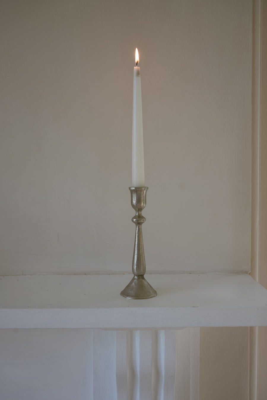 Antique Silver Hammered Candlestick - Large (in Cotton bag)