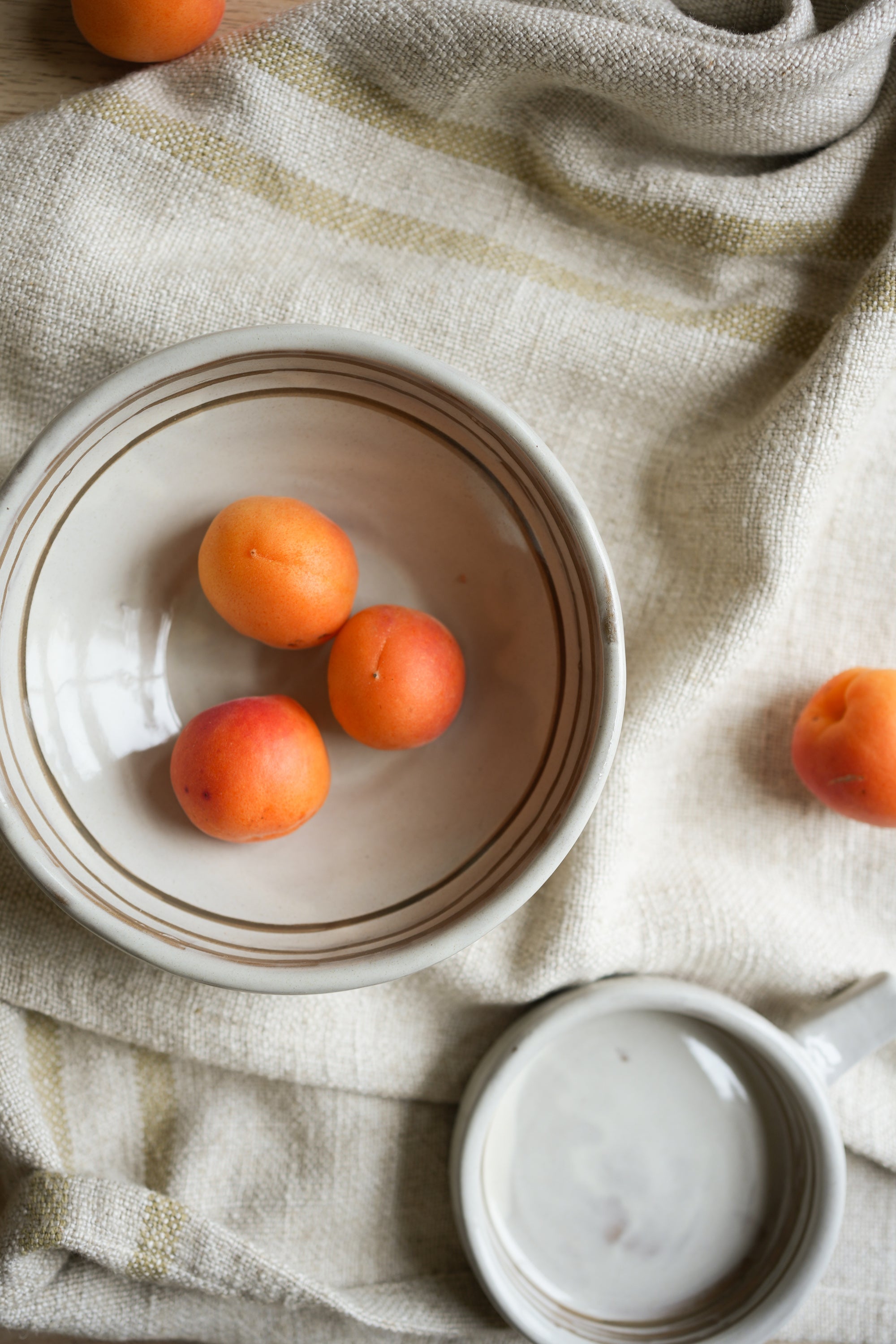 Hand Painted Breton Stripe Snack Bowl | Taupe