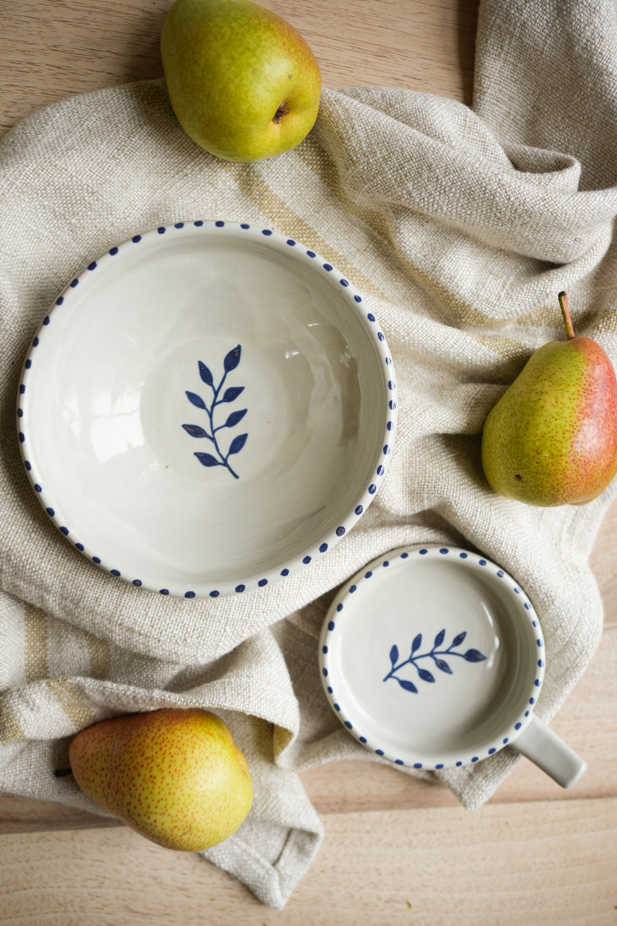 Hand Painted Botanic Olive Dish - Ink