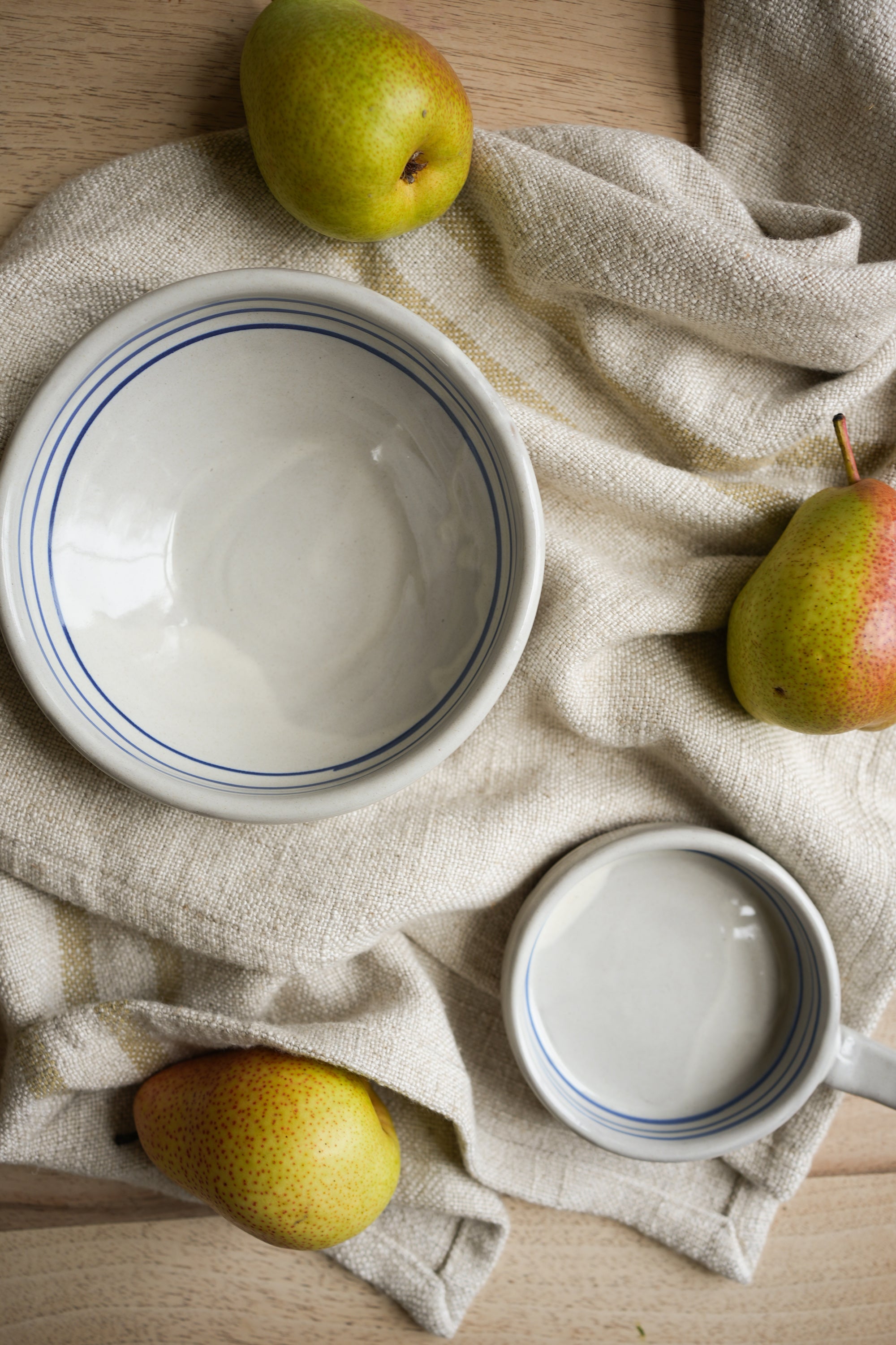 Hand Painted Breton Stripe Snack Bowl | Ink