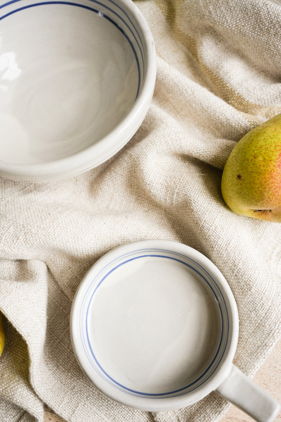 Hand Painted Breton Stripe Olive Dish - Ink