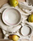 Hand Painted Breton Stripe Olive Dish Bowl - Brick