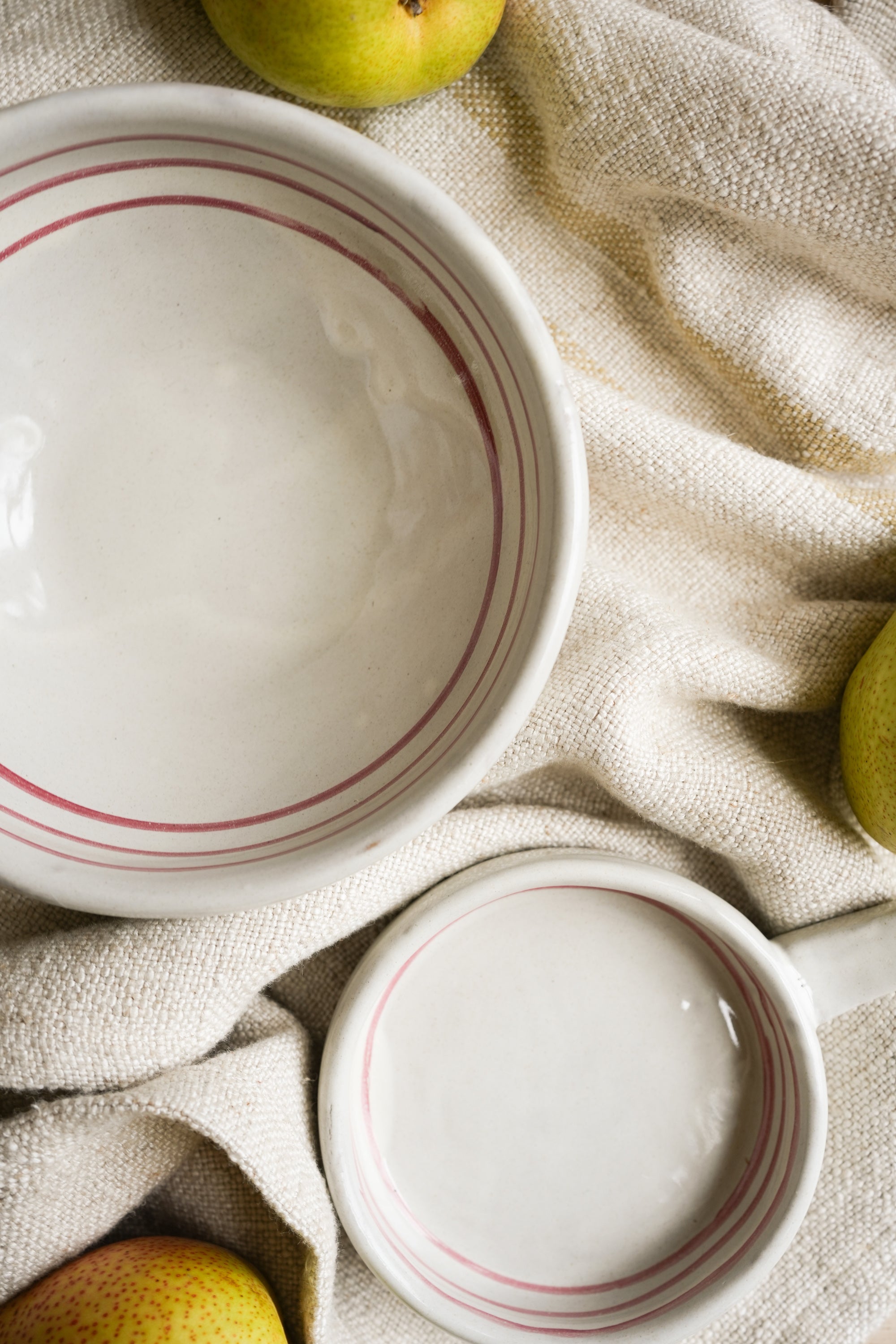 Hand Painted Breton Stripe Snack Bowl | Brick