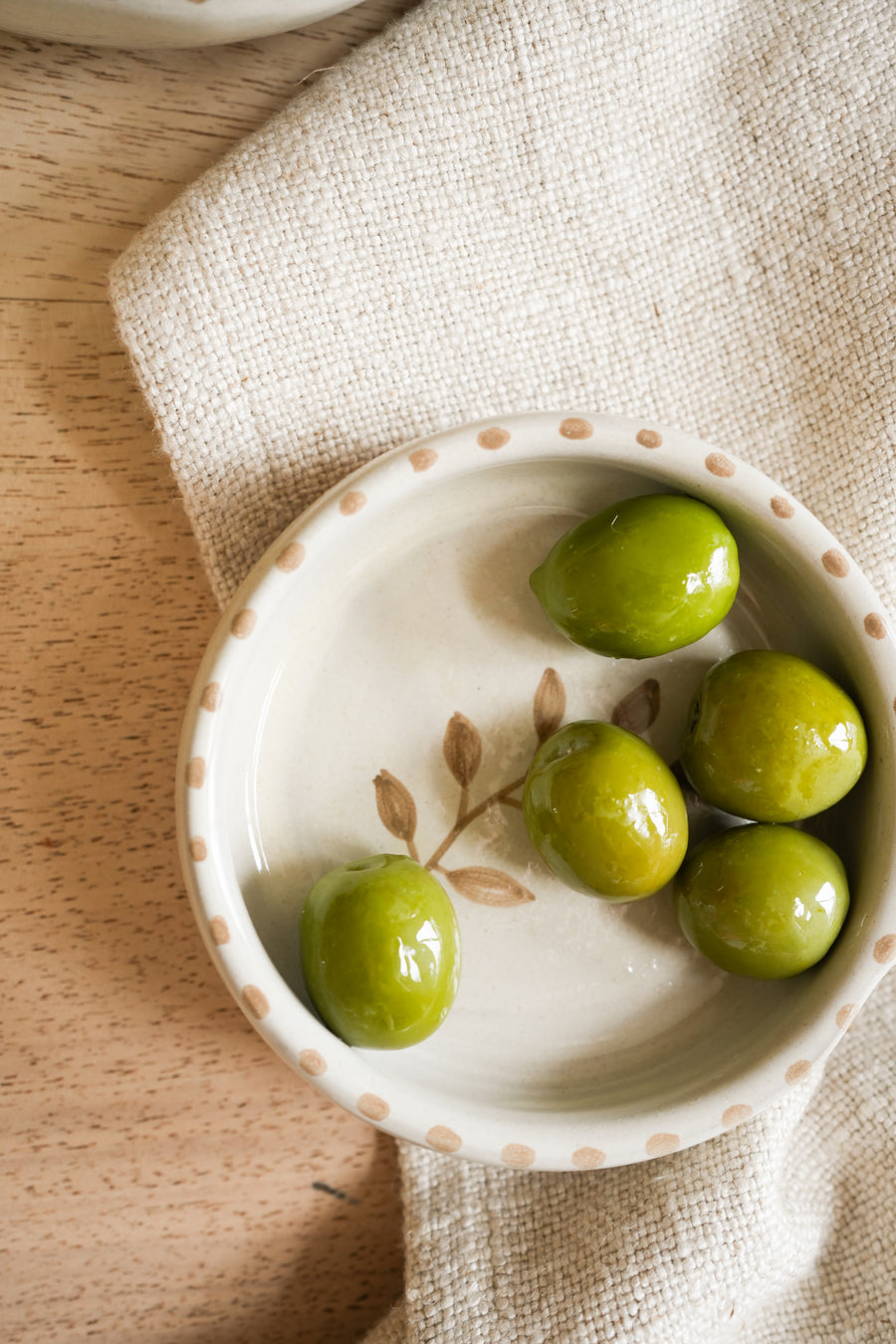 Hand Painted Botanic Olive Dish - Taupe